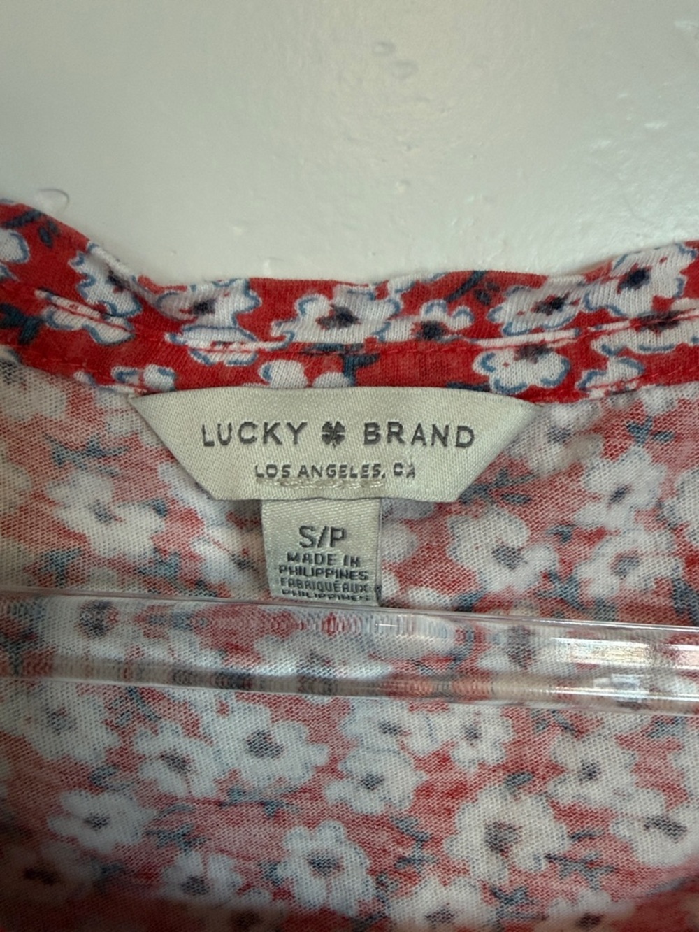 Lucky Brand Red Floral Tee Soft Cotton Modal Short Sleeve Top Size S - Picture 2 of 10